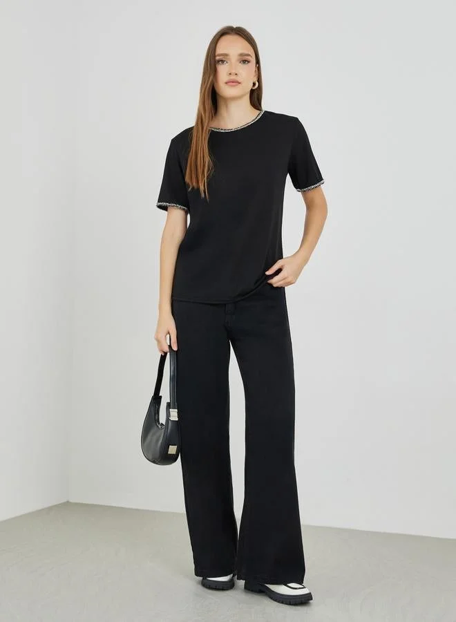 تايك تو تي شيرت بأكمام قصيرة مزين بتصميم تيك تو بقصة عادية